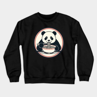 Panda Eating Ramen Retro Crewneck Sweatshirt